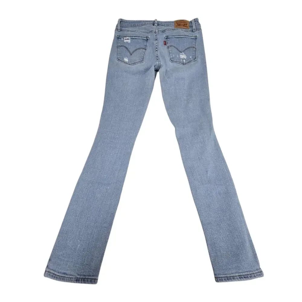 Levi's 711 Distressed Skinny Jeans Size 26 Waist Light Wash Blue